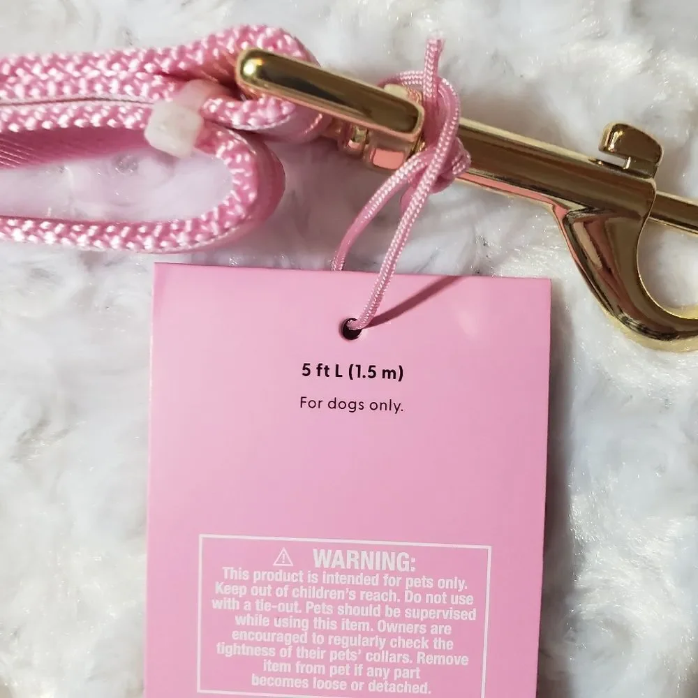 Stoney Clover Lane x Target light pink and white plaid 5' dog leash